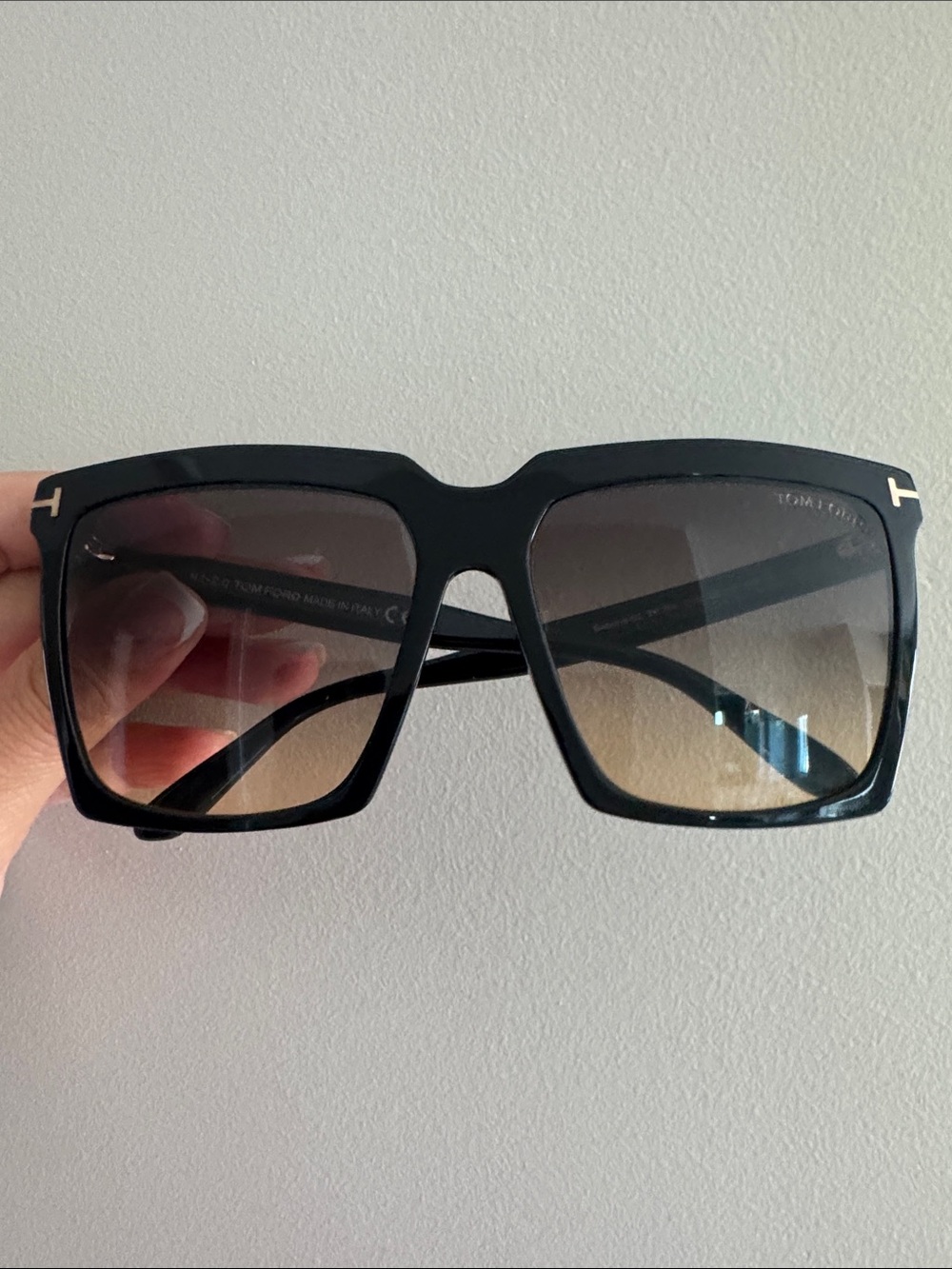 Tom Ford Black Frame Sunglasses with Brown Gradient Lenses - Picture 8 of 9